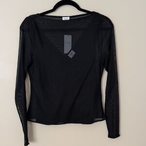 NWT Abercrombie & Fitch Black Mesh Long Sleeve Top Sz M